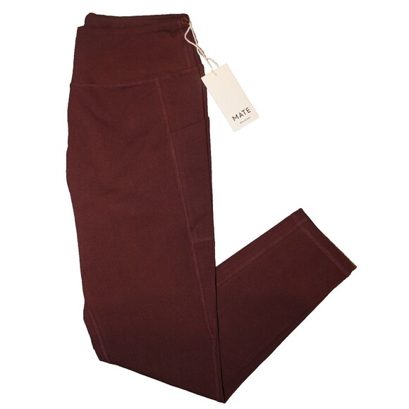 MATE THE LABEL ORGANIC COTTON STRETCH POCKET COCOA BROWN LEGGINGS SZ XL NWT